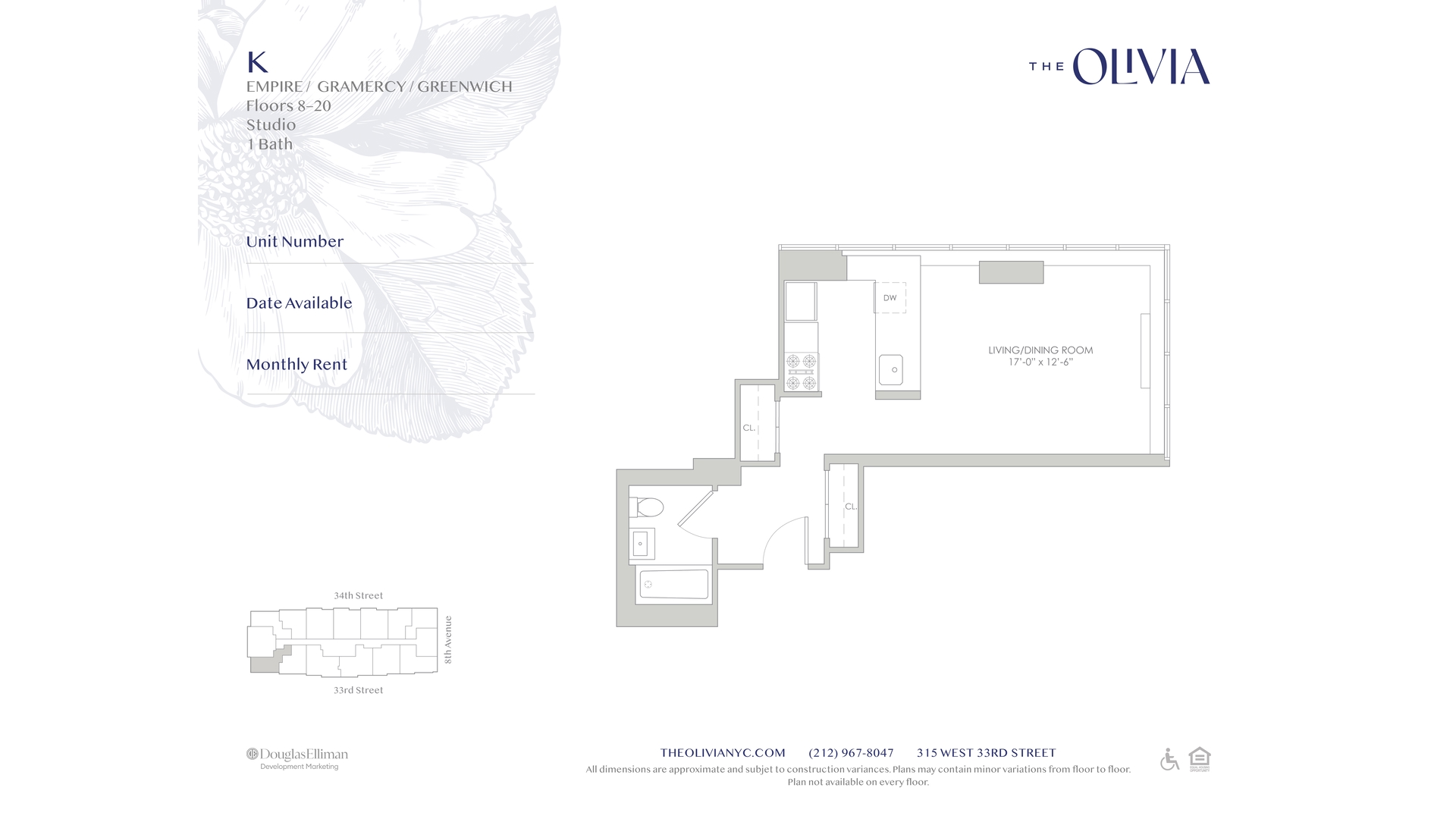 315 West 33rd Street 17K Chelsea New York NY 10001